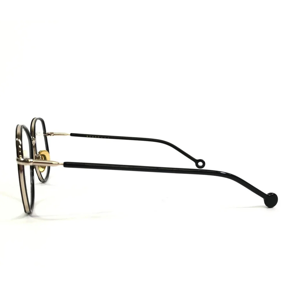 Nathalie Blanc Eyeglasses Frames ANNA 210 Black Gold Cat Eye Wire Rim 50-17-140